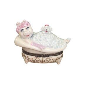 Bernardaud Limoges Miss Piggy Muppets Trinket Box Dans le Bain Henson 1996